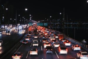 cars on road during night time